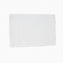 Kádkilépő fehér pamut frottír, keretes mintával 50x70